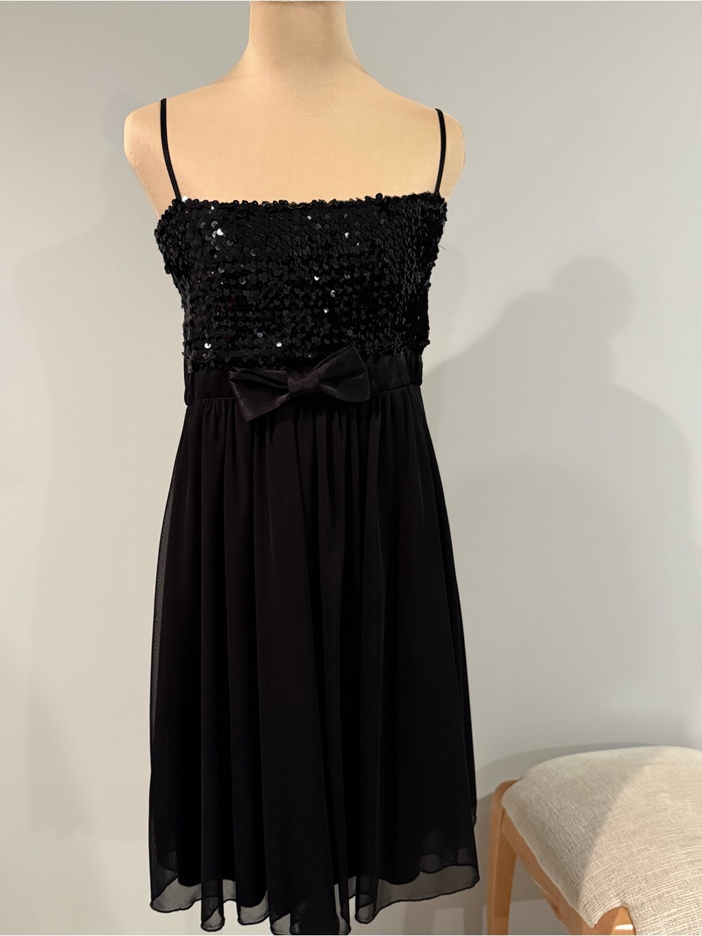 Ruby Rox Black Sequin Strapless Bow-Accent Dress